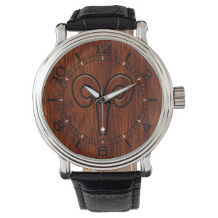 Montre Symbole Zodiac moderne Aries Mahogany comme cadran