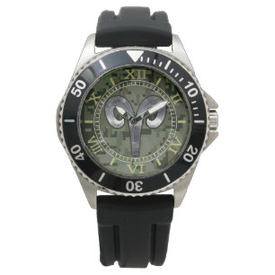Montre SYMBOLE Zodiaque Aries Bois Cadran Camouflage