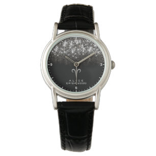 Montre SYMBOLE Zodiaque Aries Parties scintillant Argent