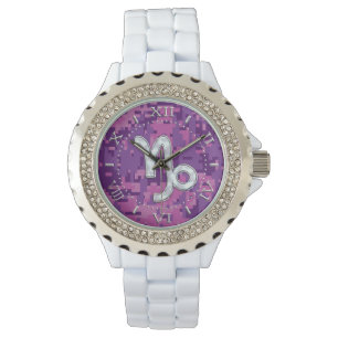 Montre SYMBOLE Zodiaque Capricorne Cadran Camouflage rose