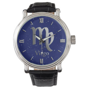 Montre Symbole Zodiaque pour la Vierge sur le bleu profon