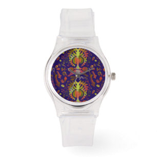 Montre Symétrie orientale psychédélique Art Abstrait