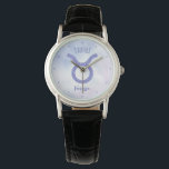Montre Sympathique Taurus Astrologie Signal Personnalisé<br><div class="desc">Cette jolie montre Taurus pourpre et lavande personnalisée présente votre signe astrologique du Zodiaque dans une belle étincelle comme les constellations. Customisez ce joli cadeau de montre symbole astrologique avec votre nom dans un magnifique script cursif pour quelqu'un qui a un anniversaire fin avril ou début mai.</div>