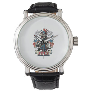 Montre T-Rex patriotique 4 juillet conception de chemise