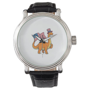 Montre T-shirt avec gravure vintage du drapeau de dinosau