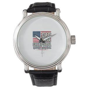 Montre T-shirt de famille vintage patriotique Papa Grand-