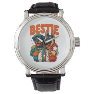Montre T-shirt Hip hop Dog Besties Chemise pour amis