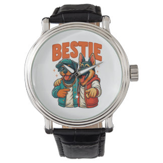 Montre T-shirt Hip hop Dog Besties Chemise pour amis