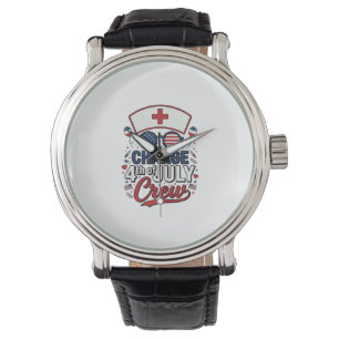 Montre T-shirt médical patriotique d'infirmière du 14 jui