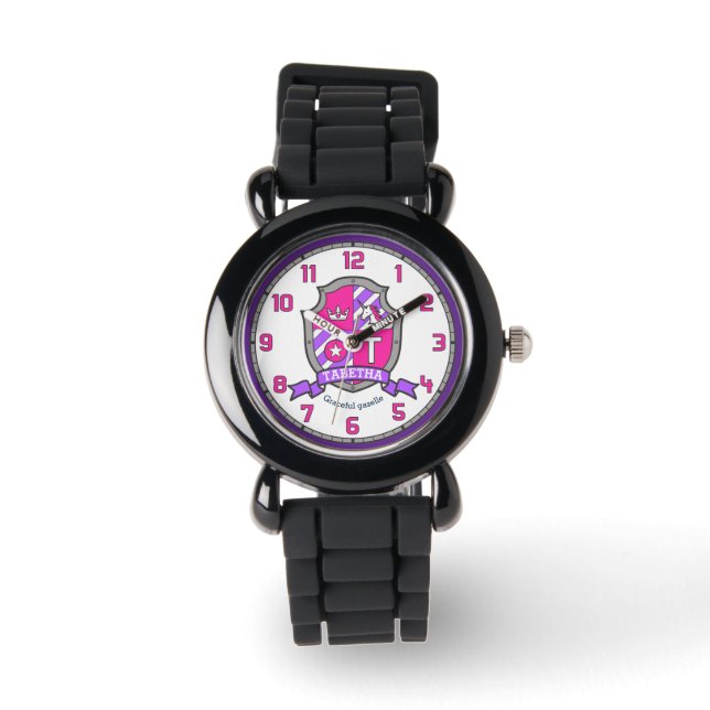 Montre Tabetha girls nom signification lettre T licorne r (Recto)