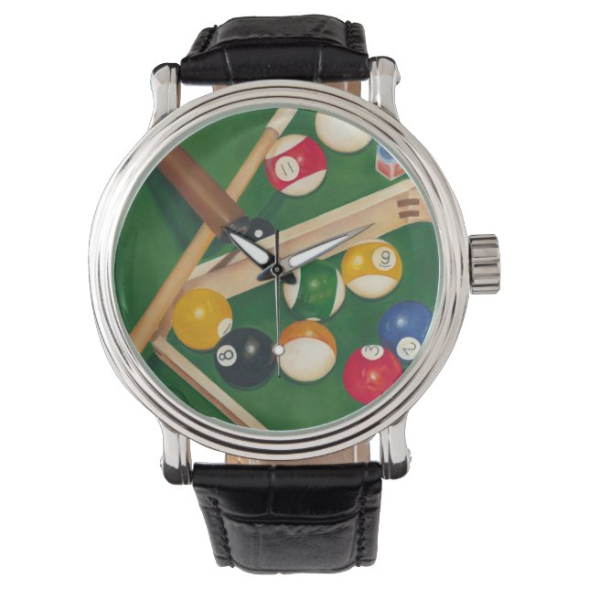 Montre Table de billard Lifelike avec boules et craie (devant)