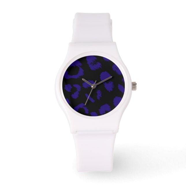 Montre Taches de léopard noir et bleu foncé (Recto)