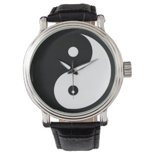 Montre taoïste noir/blanc du yin-yang