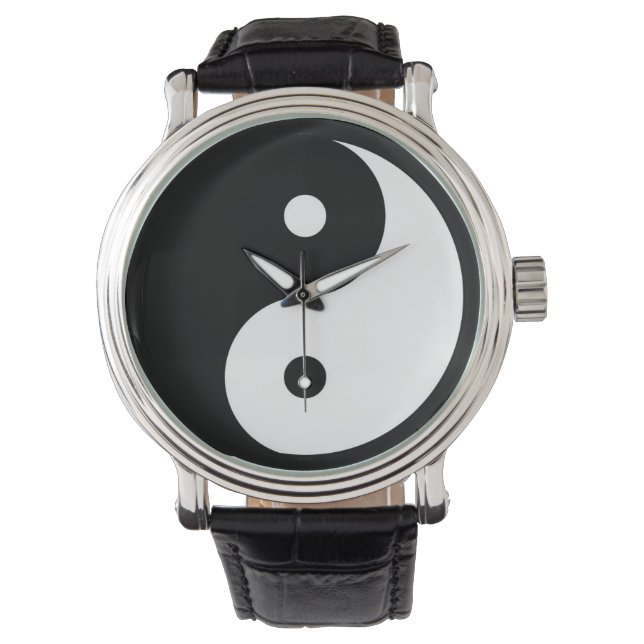 Montre taoïste noir/blanc du yin-yang (devant)