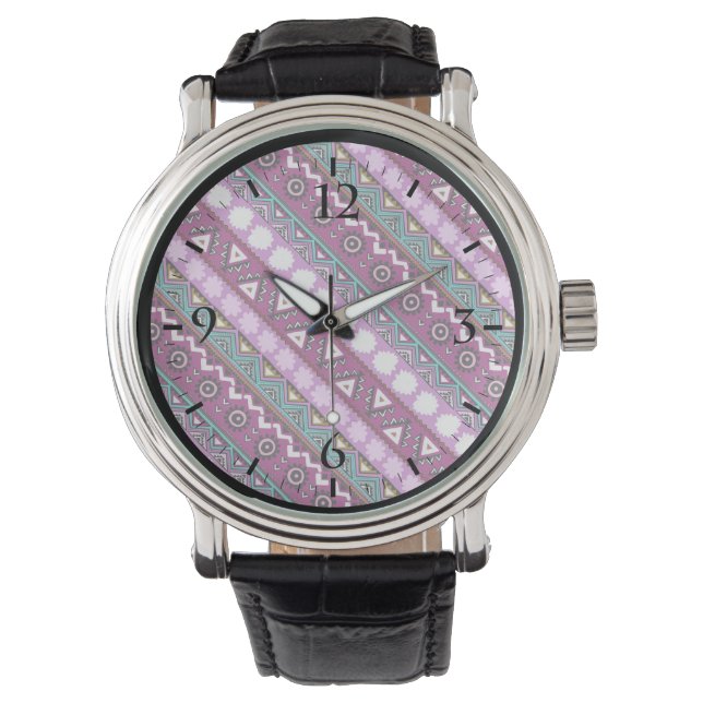 Montre Tapis de souris design couleur motif ethnique (devant)