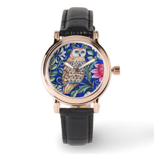 Montre Tapisserie de hibou de William Morris, beige et