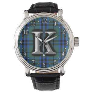 Montre Tartan de la lettre K monogramme du Clan Keith