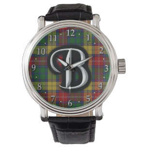 Montre Tartan écossais de monogramme de Buchanan de clan