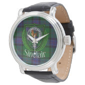 Montre Tartan et blason du clan écossais Sinclair (Incliné)