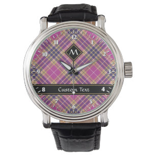 Montre Tartan rose, or et bleu