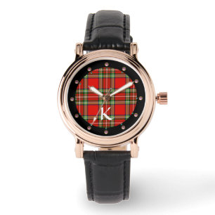 MONTRE TARTAN VERT ROUGE ÉCOSSE, MONOGRAMME DE STONES ROS