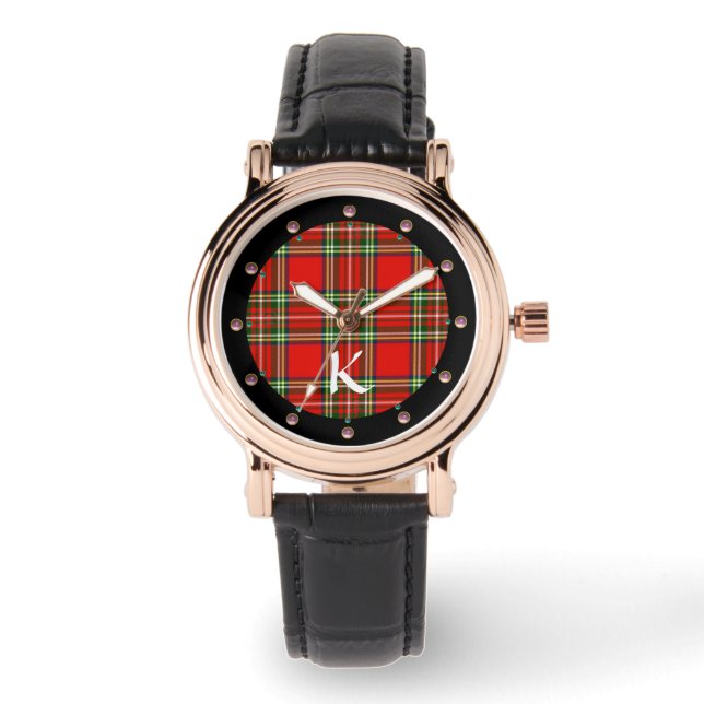 MONTRE TARTAN VERT ROUGE ÉCOSSE, MONOGRAMME DE STONES ROS (Recto)
