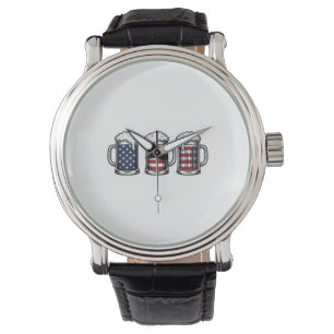 Montre Tasses à bière patriotiques Vintage Vector Design