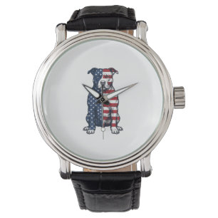 Montre Tatouage vectoriel de gravure vintage de Pit Bull