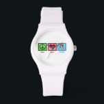 Montre Taureau de la pointe<br><div class="desc">Peace Love Pit Bull. Un joli signe de paix,  un coeur,  et un chien mignon.</div>