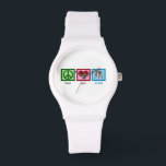 Montre Taureau de la pointe<br><div class="desc">Peace Love Pit Bull. Un joli signe de paix,  un coeur,  et un chien mignon.</div>