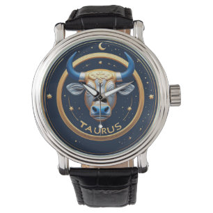 Montre Taureau Zodiaque Emblème Taureau Avec Anneau D'Or