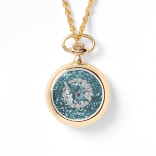 Montre Teal Faux Paillettes & Coquillage