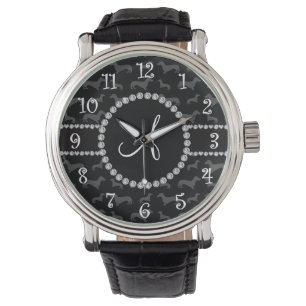 Montre Teckel noir de monogramme