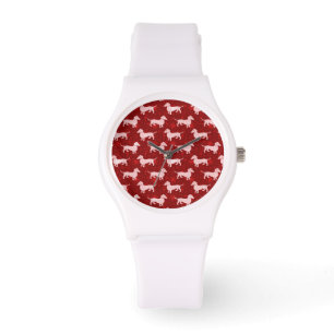 Montre Teckels de flocon de neige de Noël rouges