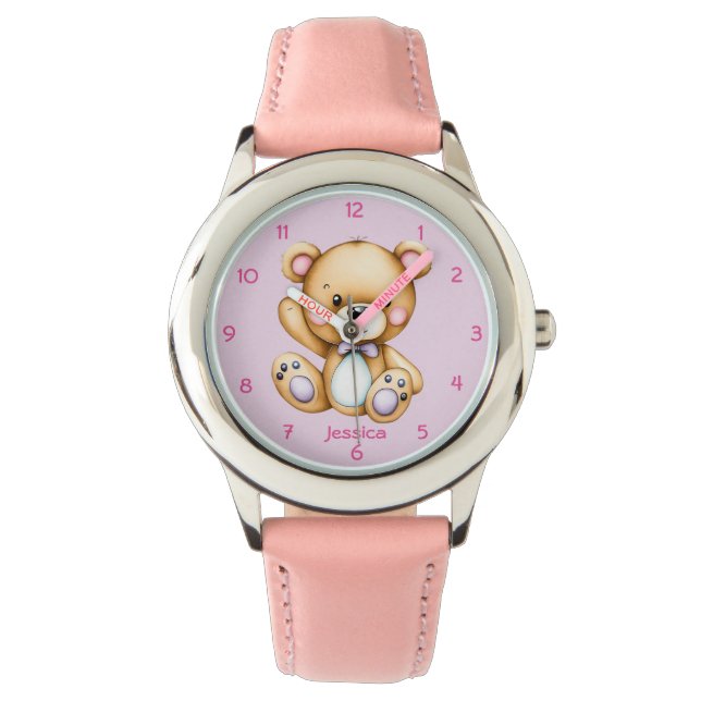 Montre Teddy Bear sur Arrière - plan rose (devant)