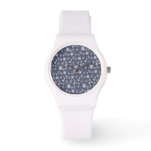 Montre Tempête De Neige À Feu De Neige À Minuit Bleu