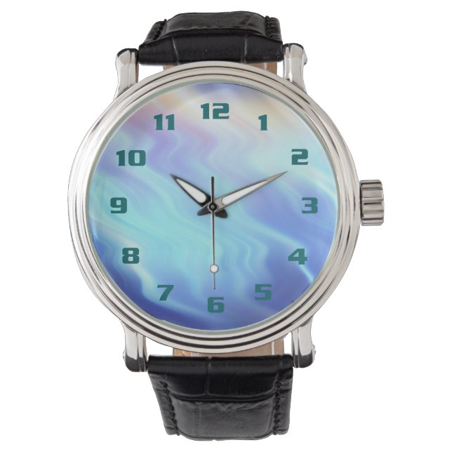 Montre Tempête électrique bleue abstraite expiration colo (devant)