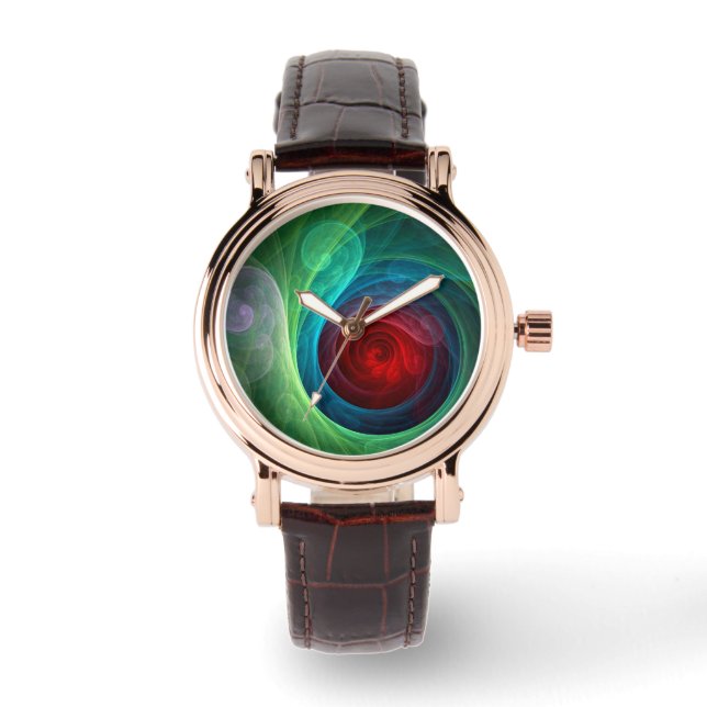 Montre Tempête rouge Floral Art moderne Abstrait Motif co (Recto)