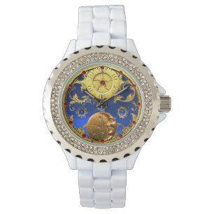 Montre TEMPS ANTIQUE, Soleil, Lune et Étoiles, Or Bleu Ja