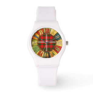 MONTRE TEMPS COLORÉ AVEC ROUGE VERT ÉCOSSE TARTAN