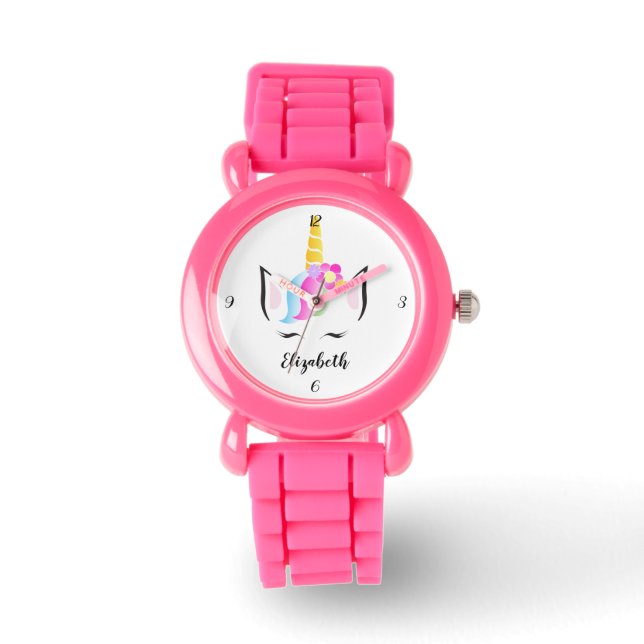 Montre Temps enchanté : Unicorne personnalisée Glittery r (Recto)