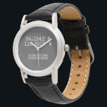 Montre Temps passé ensemble Coordonnées GPS personnalisée<br><div class="desc">Coordonnées GPS montre personnalisée de Ricaso - changer le texte pour répondre à vos besoins. Vous pouvez trouver vos coordonnées GPS personnalisées en recherchant en ligne, si possible il est préférable de copier et coller le résultat. Une façon parfaite de marquer votre temps passé ensemble et de rappeler où tout...</div>