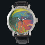 Montre Tendance néon orange rouge bleu jaune vert Abstrai<br><div class="desc">Tendance Bright Neon orange rouge bleu vert jaune Abstrait Motif</div>