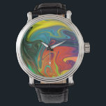 Montre Tendance néon orange rouge bleu jaune vert Abstrai<br><div class="desc">Tendance Bright Neon orange rouge bleu vert jaune Abstrait Motif</div>