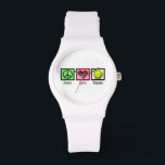 Montre Tennis mou<br><div class="desc">Peace Love Tennis. Un joli signe de paix,  un coeur,  et un joli ballon de tennis.</div>