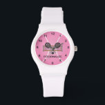 Montre Tennis | Personnaliser - Rose<br><div class="desc">Pink Tennis Personnaliser Regarder prêt pour vous à personnaliser. ⭐ Ce Produit est 100% Personnalisable. *****Cliquez sur le BOUTON PERSONNALISER pour ajouter, supprimer, déplacer, redimensionner, modifier, tourner, etc... n'importe quel graphique ou texte ou utilisez les zones de remplissage. 99% de mes designs dans mon magasin sont faits en couches. Cela...</div>