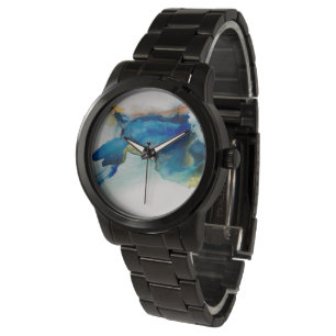 Montre Terrain Abstrait - Bleu