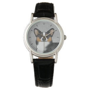 Montre Tête de chien Corgi Gallois Pembroke tricolore noi