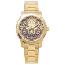 Montre Tête de lion doré