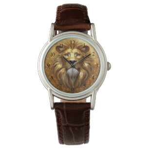 Montre Tête de lion doré superbe